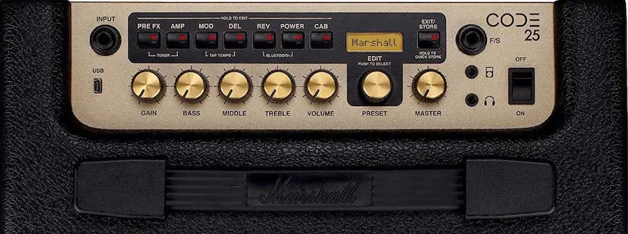 All the controls of the Marshall Amps Code 25 Amplifier